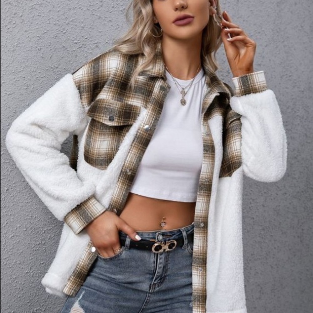 Two tone plaid flannel shirt
